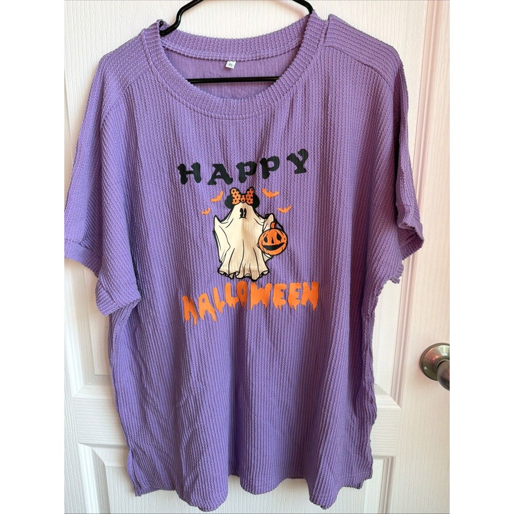 Purple Halloween Tee Shirt With A Ghost On The Front Size XL